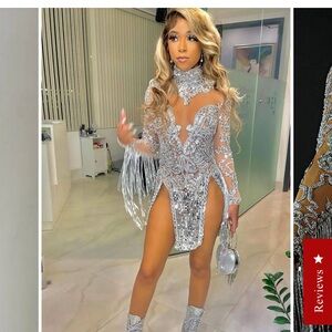 Silver Sequin Fringe Dress